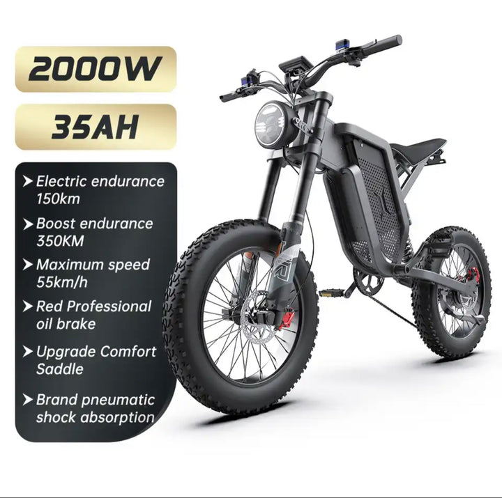 EKX X21 Adults Electric Bike 2000W 48V35AH 55km/h Samsung Battery Snow Electric Motorcycles 20“*4.0 Off Road Tyre Mountain Ebike